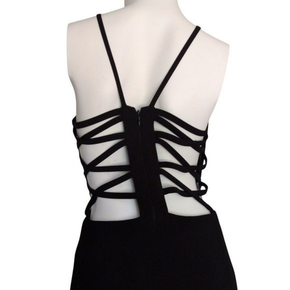 Morgan Co Open Corset Back Prom Dress 6 Halter Evening Gown Bead Elegant Glam - Picture 6 of 9
